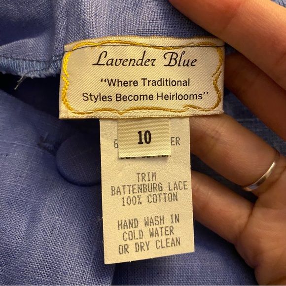 Vintage kids Lavender Blue shirt sleeve button down shirt dress periwinkle blue - Picture 5 of 13